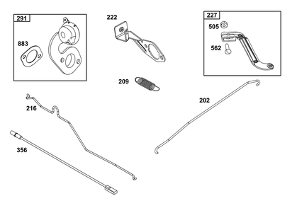 Controls Group Diagram and Parts List for 14D932-0236-F1 100000 - 19Z999 Briggs and Stratton Engine